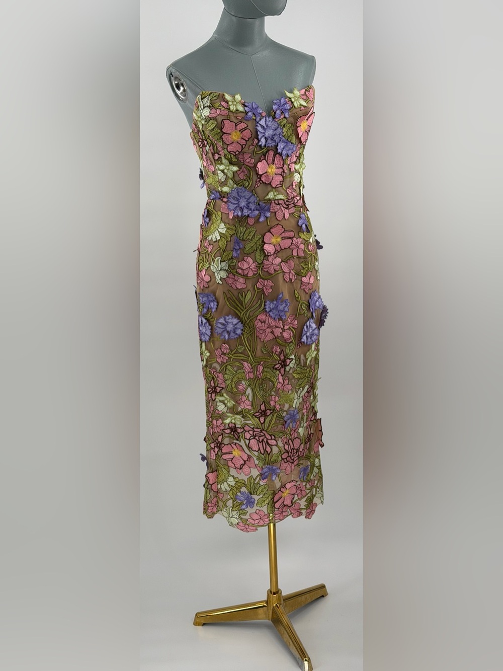 🆕 BRONX & BANCO 🧿 NWOT Iris Floral Maraya Midi Dress, Pink Multi - Sz XS US 2 - Picture 3 of 16